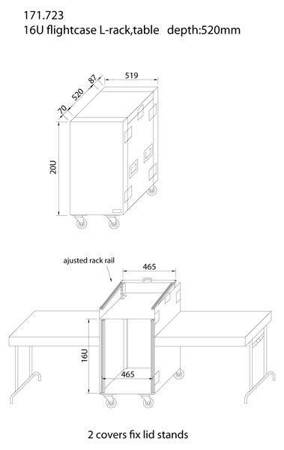 Duży Rack Case z podwójnym stołem 16U + 10U