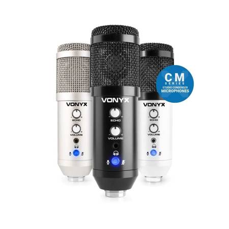 Vonyx CMS320W mikrofon studyjny USB z echem i ramieniem - biały